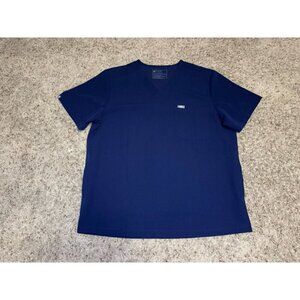 FIGS Scrub Top Navy Blue Casma Three Pocket V Neck Workwear XL READ